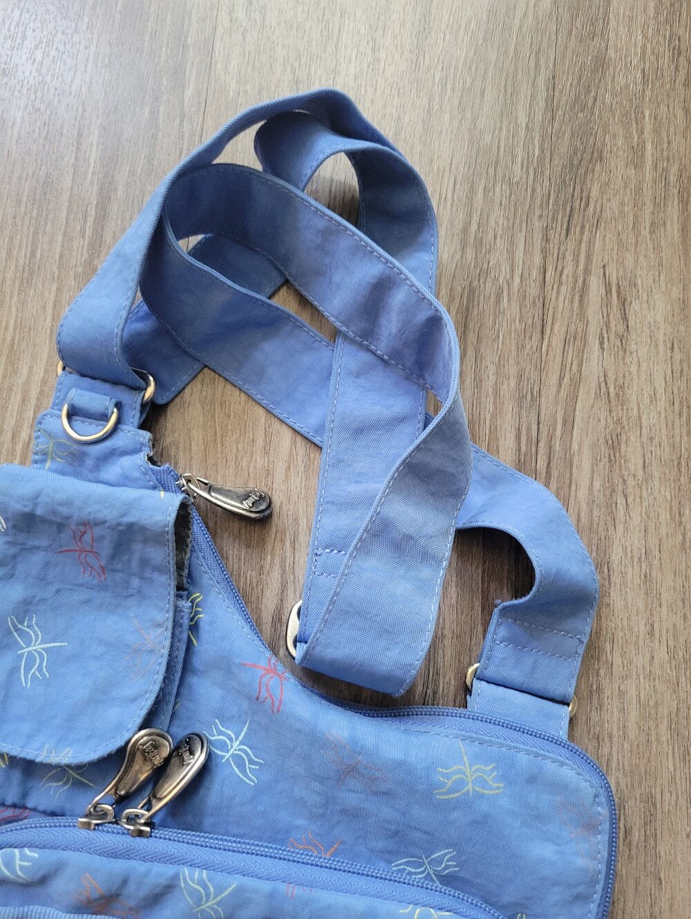 AmeriBag Crossbody Bag Blue Dragonfly Print Nylon Sling Purse Travel Hiking - Picture 5 of 11